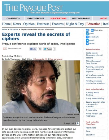 Coverage of conference in the Prague Post https://www.praguepost.com/education/8785-experts-reveal-the-secrets-of-ciphers.html